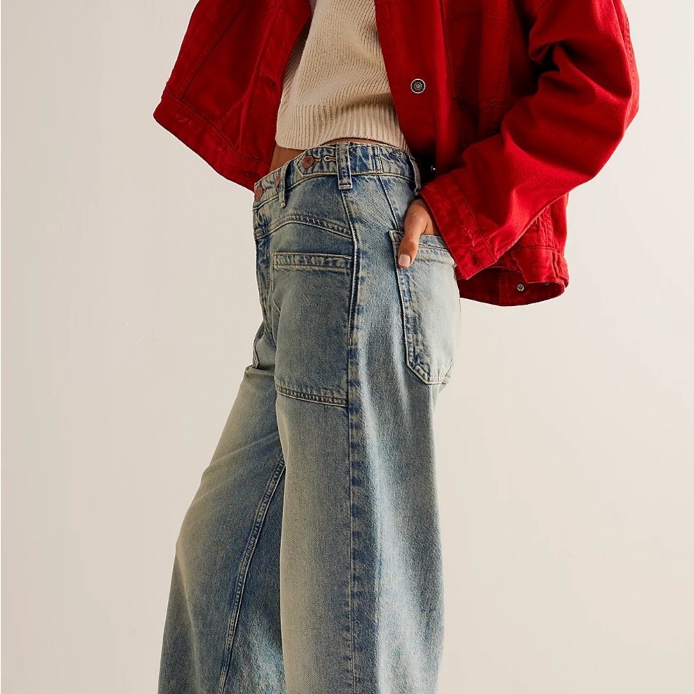 We The Free Palmer cuffed wide leg jeans. La la land free people